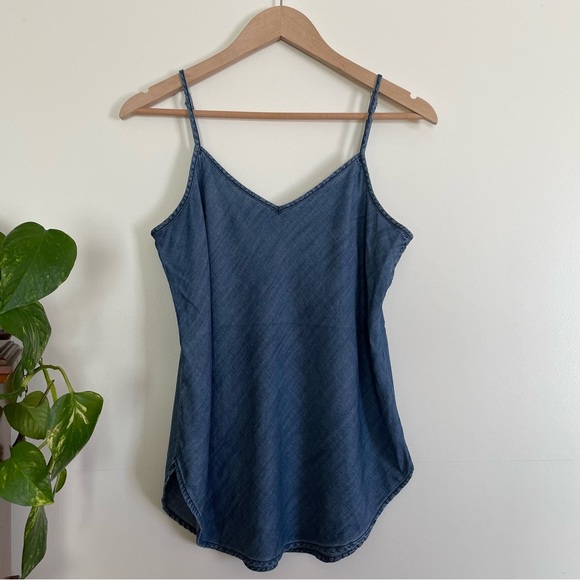Gap 1969 Blue Denim Chambray Camisole Tank Top with Spaghetti Straps Siz… - Picture 1 of 10